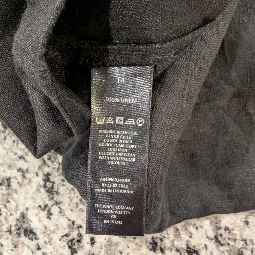 THE WHITE COMPANY 100% Linen Overalls 10 Dungarees Jumpsuit Black Loose Oversize - Picture 7 of 9